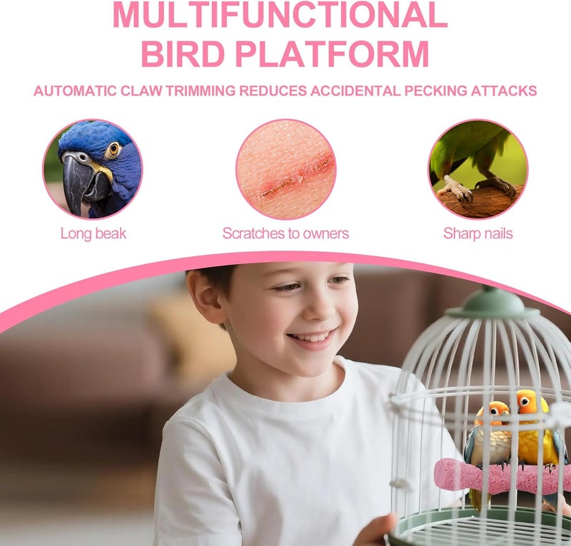 lasuroa Pack of 2 Bird Beak Whetstone, Non-Slip Parrot Perch, Bird Cage Chew Toy for Budgies, Parakeets, Cockatiels, Conures Beak and Claw Trimming (Pink) - Image 5