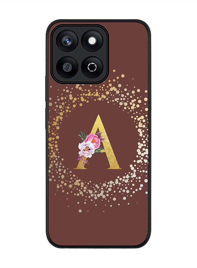 Stylizedd For Honor X7c 4G Case,Slim fit Camera Protection, Shockproof Thin Phone cover  - Custom Monogram Floral - A  (Brown ) - Image 1