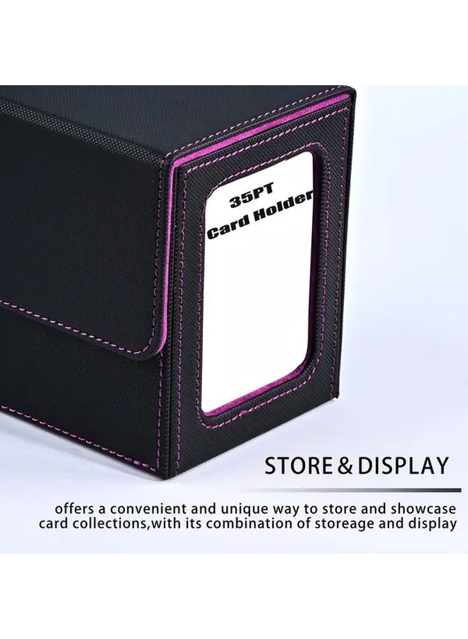 MTG Trading Card Storage Box With Display Window Holds Over 120 Single Sets Black Faux Leather Magnetic Card Case For TCG Game Sports Cards - Image 3
