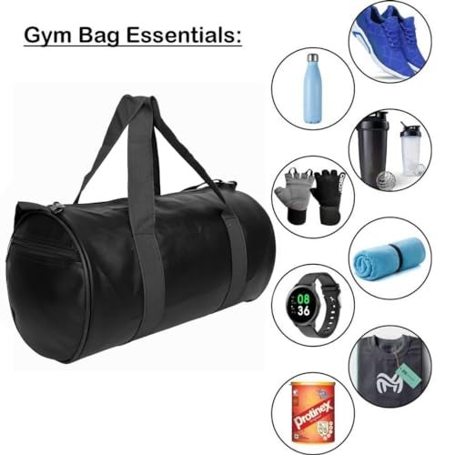 FIT FOCUS 20L Leather Trendy & Classic Duffle Gym Bag for Men & Women Leather Gym Bag with Shoulder Strap Sports Bag Yoga & Travel Bag for Boys & Girls Duffle Bag & Travelling Bag Outdoor (Black) - Image 2