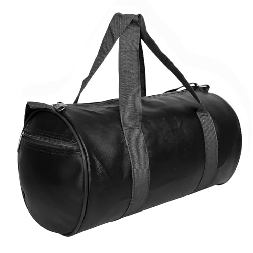 FIT FOCUS 20L Leather Trendy & Classic Duffle Gym Bag for Men & Women Leather Gym Bag with Shoulder Strap Sports Bag Yoga & Travel Bag for Boys & Girls Duffle Bag & Travelling Bag Outdoor (Black) - Image 1