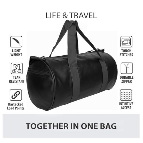 FIT FOCUS 20L Leather Trendy & Classic Duffle Gym Bag for Men & Women Leather Gym Bag with Shoulder Strap Sports Bag Yoga & Travel Bag for Boys & Girls Duffle Bag & Travelling Bag Outdoor (Black) - Image 5