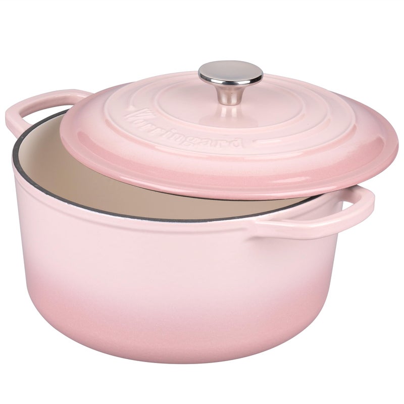 VORRINGARD Enameled Cast Iron Dutch Oven Pot with Lid, for Sourdough Bread Baking, Round Dutch Ovens, 4.5 Quart, Pink - Image 4