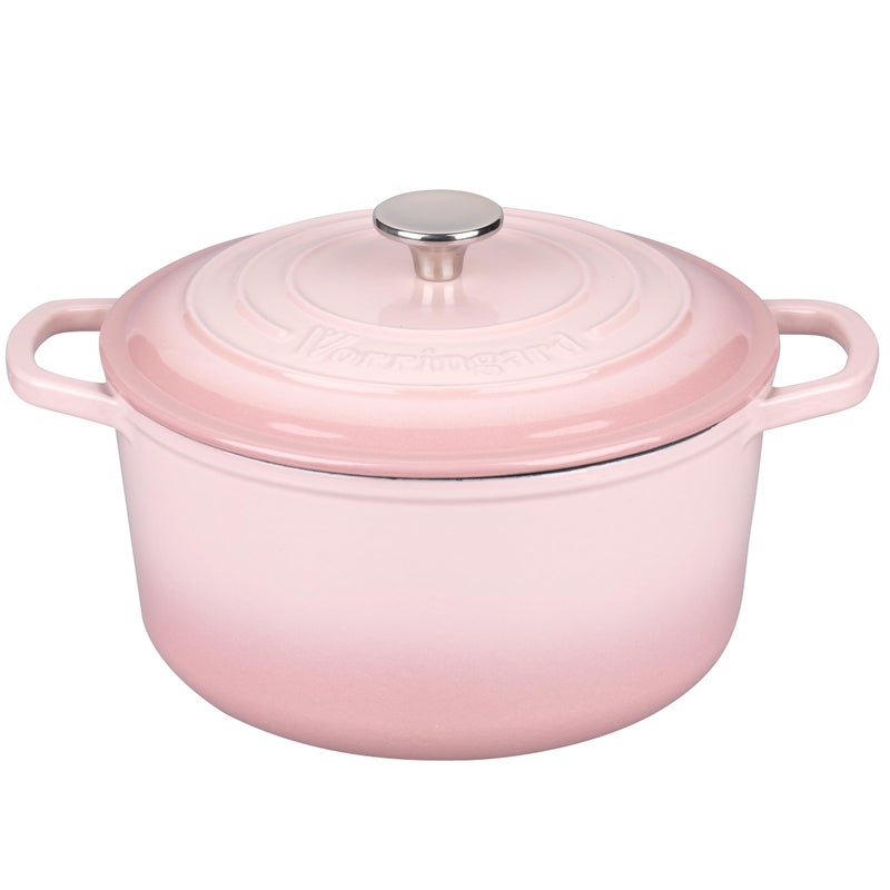 VORRINGARD Enameled Cast Iron Dutch Oven Pot with Lid, for Sourdough Bread Baking, Round Dutch Ovens, 4.5 Quart, Pink - Image 1