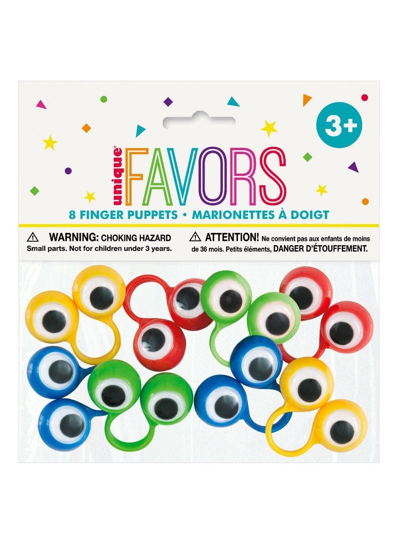 Unique Eyes Finger Puppets Multicolor Plastic 3cm 8-Pack - Image 2