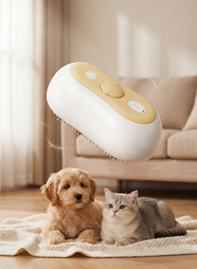 فرشاة بخار للقطط، فرشاة إزالة الشعر المتساقط 3 في 1 قابلة لإعادة الشحن للقطط والكلاب ذات الشعر الطويل والقصير، للتحكم في تساقط الشعر، للاستخدام الداخلي، التنظيف بالبخار والاسترخاء - Image 1