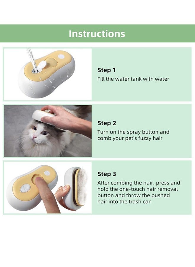 فرشاة بخار للقطط، فرشاة إزالة الشعر المتساقط 3 في 1 قابلة لإعادة الشحن للقطط والكلاب ذات الشعر الطويل والقصير، للتحكم في تساقط الشعر، للاستخدام الداخلي، التنظيف بالبخار والاسترخاء - Image 5