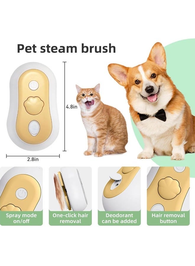 فرشاة بخار للقطط، فرشاة إزالة الشعر المتساقط 3 في 1 قابلة لإعادة الشحن للقطط والكلاب ذات الشعر الطويل والقصير، للتحكم في تساقط الشعر، للاستخدام الداخلي، التنظيف بالبخار والاسترخاء - Image 3