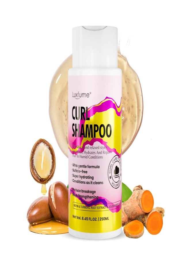 Luxfume Curl Shampoo - Hydrating, Repairing Formula for Natural & Relaxed Styles, Curly Hair Shampoo with Biotin, Turmeric & Jojoba Seed Oil to Help Reduce Breakage, 8.45 oz - Image 1