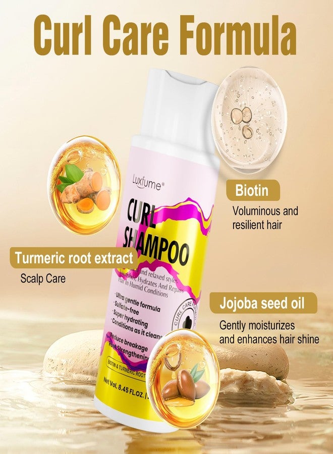 Luxfume Curl Shampoo - Hydrating, Repairing Formula for Natural & Relaxed Styles, Curly Hair Shampoo with Biotin, Turmeric & Jojoba Seed Oil to Help Reduce Breakage, 8.45 oz - Image 2