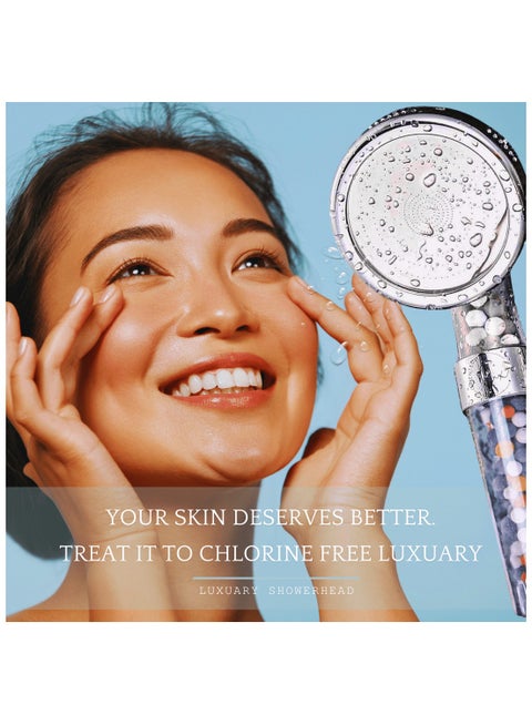 لوكسورينتد فلتر رأس الدش لتساقط الشعر ، 8 سم - رأس دش أيوني شفاف مع المعادن والنفث - 3 رشاش موفر للمياه ينقي المياه ويزيل الكلور - يجعل الشعر والبشرة أكثر نعومة وتهدئة