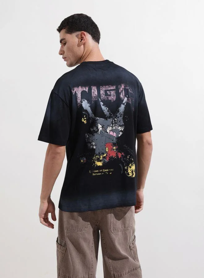 The Indian Garage Co Men Relaxed Fit Graphic Printed Crew Neck Half Sleeves T-Shirt