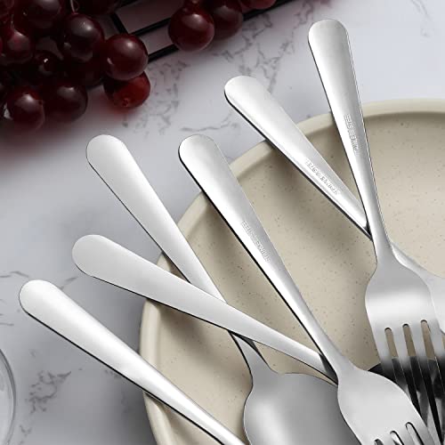 Unokit 24-piece Forks and Spoons Silverware Set, Unokit Food Grade Stainless Steel Flatware Cutlery Set for Home, Kitchen and Restaurant, 12 Dinner Forks and 12 Dinner Spoons, Mirror Polished&Dishwasher Safe - Image 4