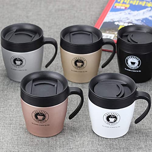 we3 Insulated Coffee Mug Stainless Steel Coffee Mug with Lid Handle Double Wall Vacuum Travel Mug Camping Tumbler Cup Men Women 330ml (Gold, Pack of 1) - Image 5