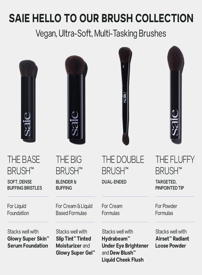 Saie Sun Melt Duo - The Big Brush - Soft, Multi-Use Liquid + Cream Makeup Brush With Synthetic Bristles Bundled With Sun Melt Bronzer in Medium Bronze - Buildable Cream Contour, Velvet Finish (1 oz) - Image 4