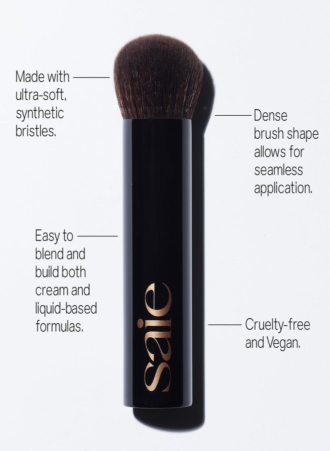 Saie Sun Melt Duo - The Big Brush - Soft, Multi-Use Liquid + Cream Makeup Brush With Synthetic Bristles Bundled With Sun Melt Bronzer in Medium Bronze - Buildable Cream Contour, Velvet Finish (1 oz) - Image 2