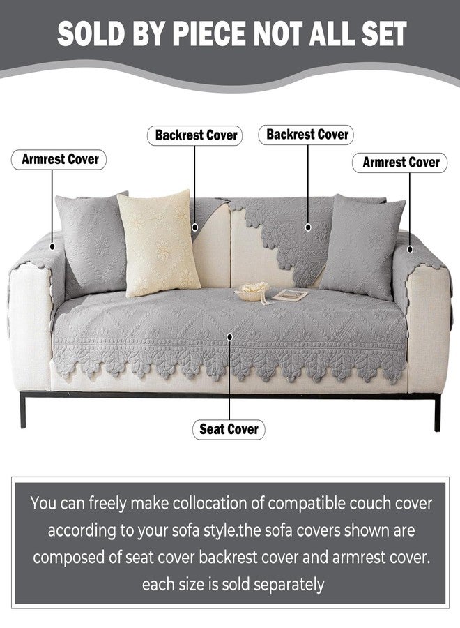 XSlive Cotton Quilted Dog Couch Cover for Sofa Farmhouse Rustic Embroidery Sectional Couch Cover Soft Anti-Slip Sofa Slipcover Furniture Protector for Kids, Pets (Grey,28"x59") - Image 2