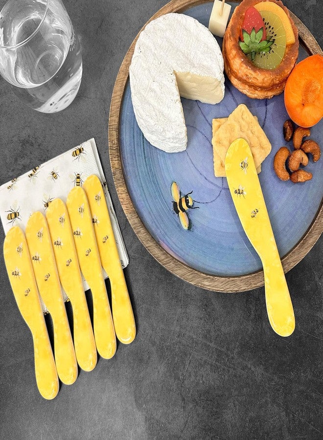 UPware Sweet Bee Cheese Spreader Set, Melamine Multipurpose Butter Spreaders for Cream, Cheese, Jelly, Mayo, Frosting, and Sandwich, Yellow, 6 Inch, Set of 6 - Image 4