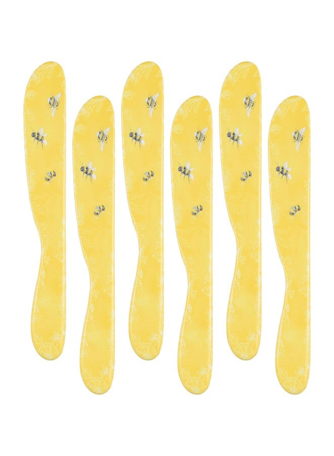 UPware Sweet Bee Cheese Spreader Set, Melamine Multipurpose Butter Spreaders for Cream, Cheese, Jelly, Mayo, Frosting, and Sandwich, Yellow, 6 Inch, Set of 6 - Image 1