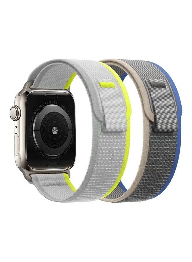 2Pack for Apple Watch Trail Band 49mm 45mm 44mm 42mm Nylon Woven Sport Strap for iWatch Series Ultra/8/7/SE/6/5/4/3/2/1 Grey/Dark Grey