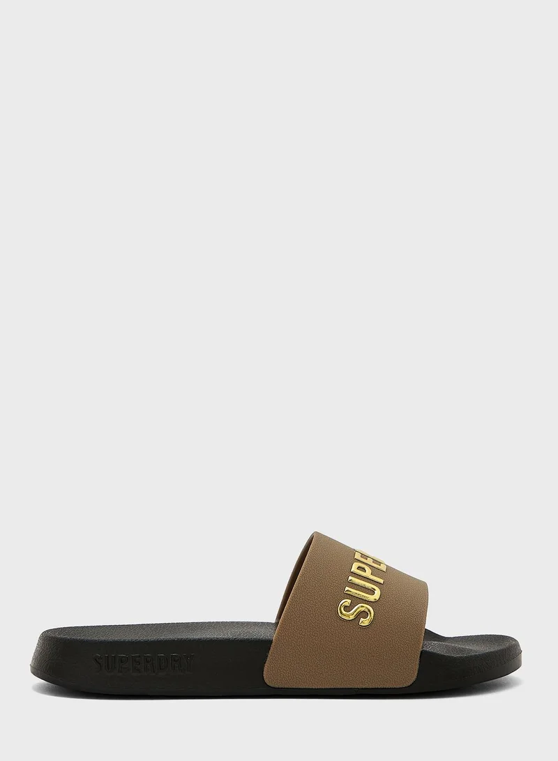 Superdry Code Logo Vegan Pool Slide Flip Flops