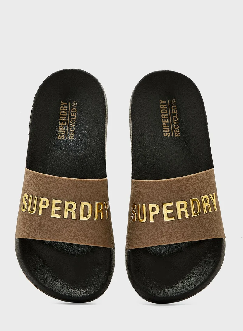 Superdry Code Logo Vegan Pool Slide Flip Flops