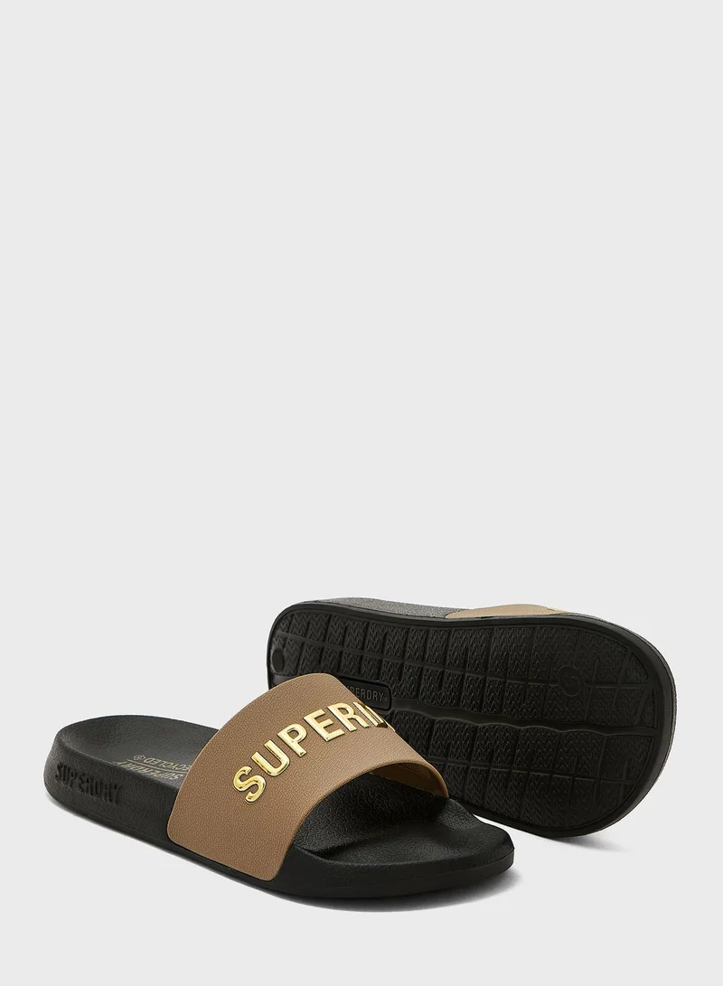 Superdry Code Logo Vegan Pool Slide Flip Flops