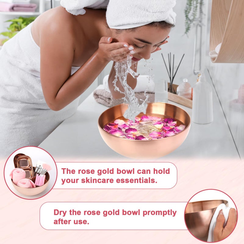 DLUGOPIS 26 Rose Gold Esthetician Supplies Kits 3 Facial Bowls Large Spa Bowls 3 Fan Brushes Makeup 3 Face Mask Brushes Salon Tray 3 Section Skincare Tray 12 Face Sponge Compressed 2 Spa Headbands for Women - Image 5