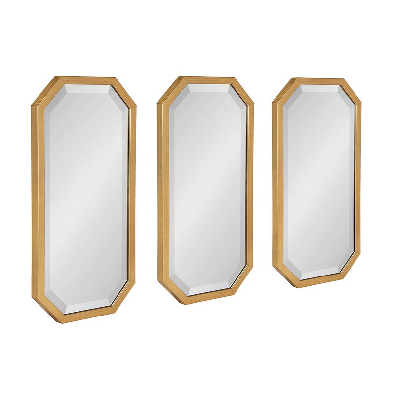 Kate and Laurel Kate and Laurel Laverty Modern Decorative Octagon Wall Mirror Set Set of 3 Gold Geometric Wall Accent Mirrors for Home 