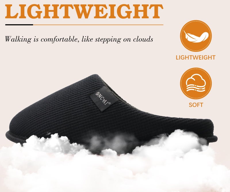 ONCAI Slippers Women Cushion Memory Foam Slipper for Woman 2026 Soft Home Cotton Warm Comfortable Winter Ladies Slide Slipper Slip On Home Bedroom Best House Shoes Indoor Outdoor Black Size 9 US - Image 4