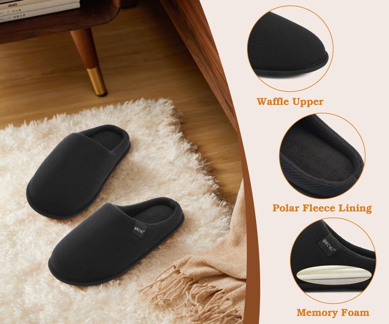 ONCAI Slippers Women Cushion Memory Foam Slipper for Woman 2026 Soft Home Cotton Warm Comfortable Winter Ladies Slide Slipper Slip On Home Bedroom Best House Shoes Indoor Outdoor Black Size 9 US - Image 3