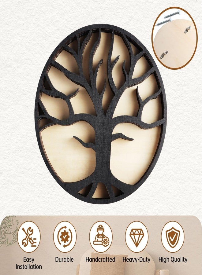 Elivida Wooden Crystal Display Shelf Tree of Life Floating Shelf for Rocks, Stones, Crystals, Essential Oils Storage, Wall Mounted Shelf, Gothic Rustic Boho Style Wall Art Decor, 11.8x11.8 inches - Image 3