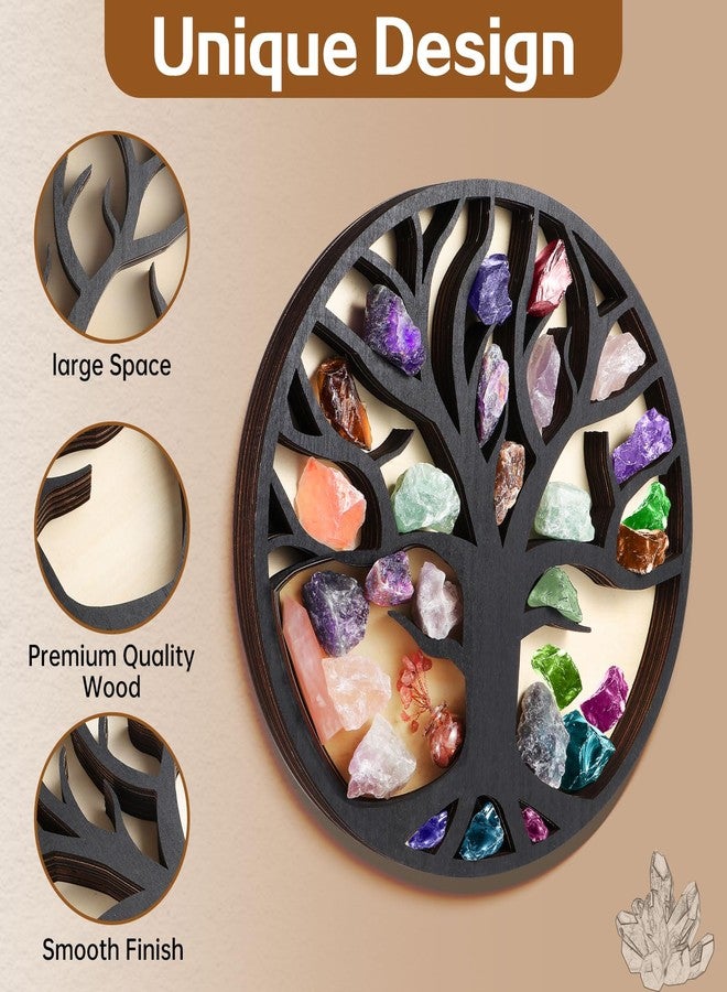 Elivida Wooden Crystal Display Shelf Tree of Life Floating Shelf for Rocks, Stones, Crystals, Essential Oils Storage, Wall Mounted Shelf, Gothic Rustic Boho Style Wall Art Decor, 11.8x11.8 inches - Image 4