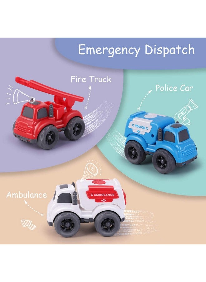 iPlay, iLearn 6PCS Friction Cars Toy for Toddlers 1-3, Small Push Go Construction Truck Kids Age 2-4, Mini Play Vehicle Dump Garbage Fire Truck, Birthday Easter Gifts Cake Topper 12 18 Month Boy Girl - Image 3