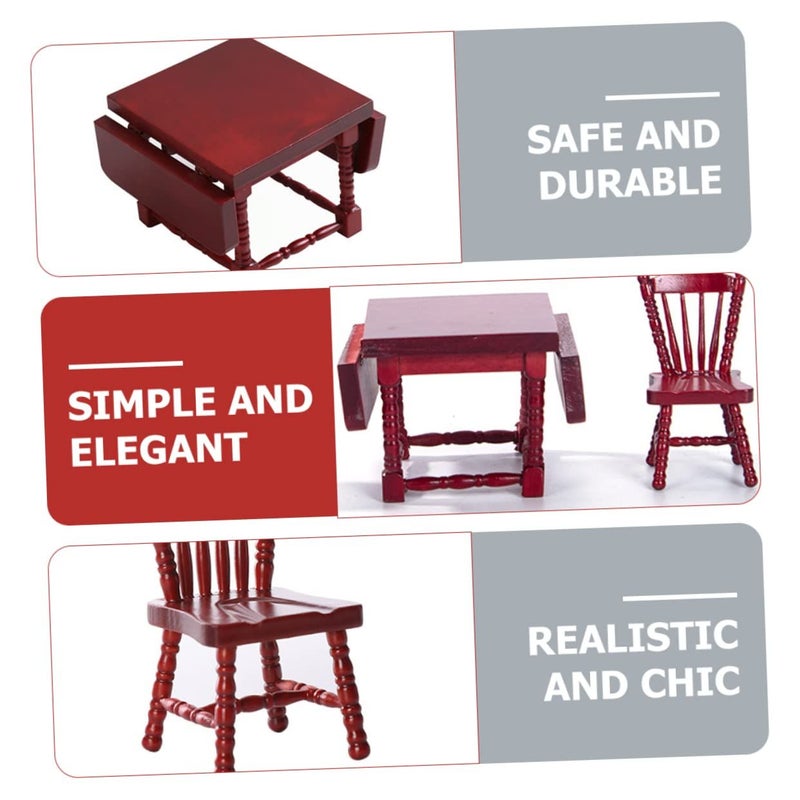 Miniature Kitchen Dining Table And Chair Set Dollhouse Furniture Mini Kitchen Decor For Tiny House Models - Image 5