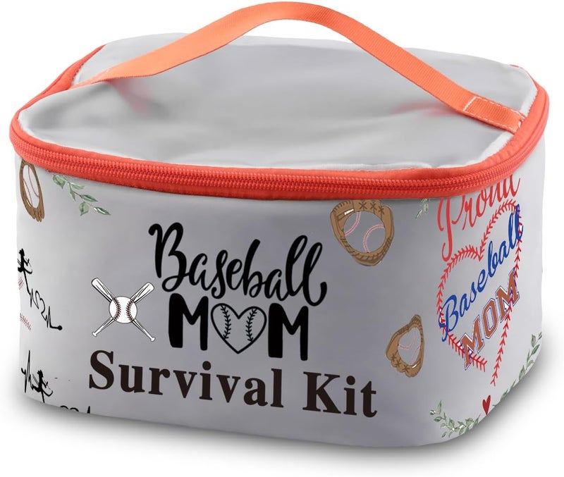 PXTIDY Baseball Mom Zipper Cosmetic Case Baseball Sport Mom Survival Kit Makeup Case Organizer Cosmetic Bag