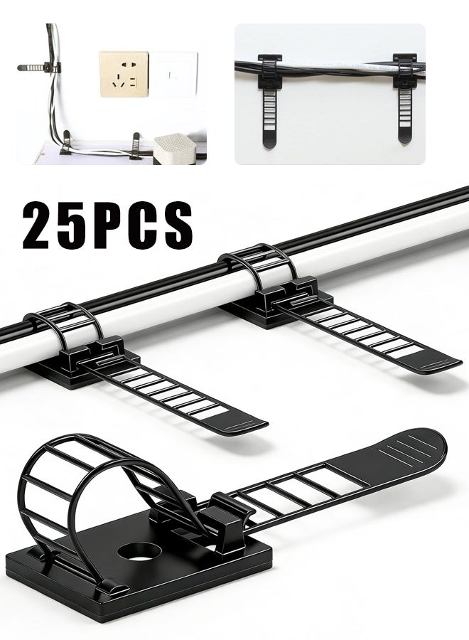 25PCS الكابلات ذاتية اللصقة مقباس سطح المكتب جدار الكابلات مربع - Image 1