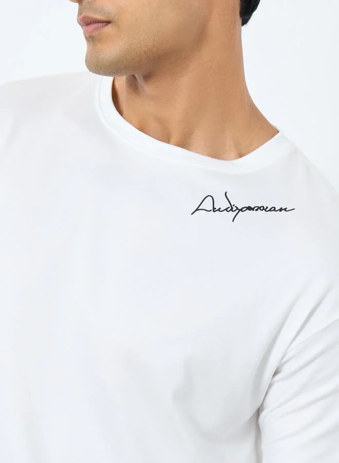 Styli Styli Men White Slogan Print Regular Fit T-Shirt