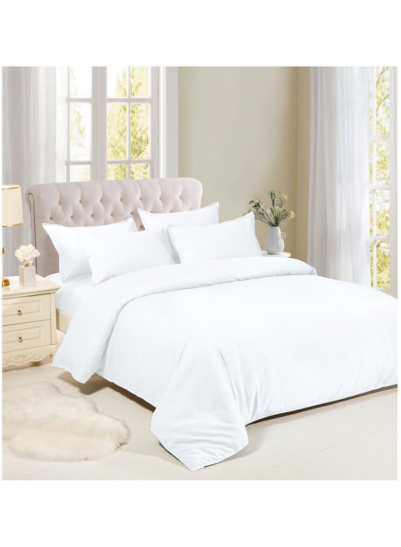 6 Pieces Soft and Durable Duvet Cover Set King Size 80% Cotton 20% Polyester 1pcs Duvet Cover 220x240cm 1pcs Fitted Bedsheet 200x200+25cm 4pcs Pillowcase 50x75cm Plain Light White Colour