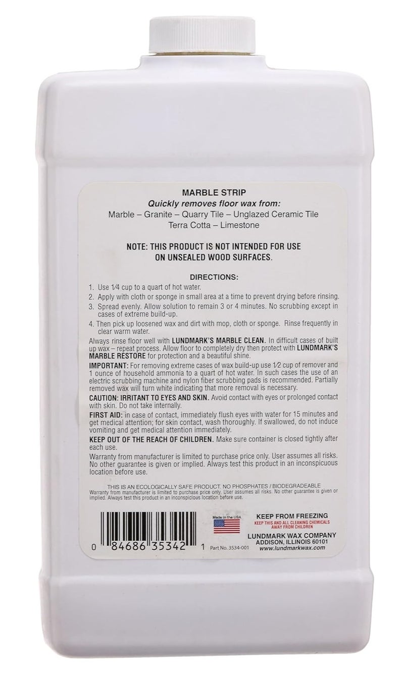 لوندمارك مزيل شمع الرخام لوند مارك 32 أونصة – منظف قوي لإزالة تراكمات الشمع من الأرضيات الرخامية والأسطح الصلبة، تركيبة سريعة المفعول لتنظيف عميق وتجهيز الأرضيات للتلميع - Image 4