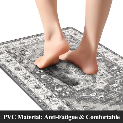 MJIAHOMDEC Cushioned Kitchen Rug Sets 3 Piece Anti Fatigue Kitchen Mats for Floor Non Slip Waterproof Kitchen Rugs and Mats Comfort Standing Mat Runner for Home Office,Sink,Laundry - Image 3