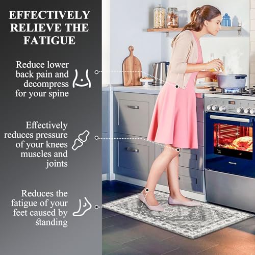MJIAHOMDEC Cushioned Kitchen Rug Sets 3 Piece Anti Fatigue Kitchen Mats for Floor Non Slip Waterproof Kitchen Rugs and Mats Comfort Standing Mat Runner for Home Office,Sink,Laundry - Image 4