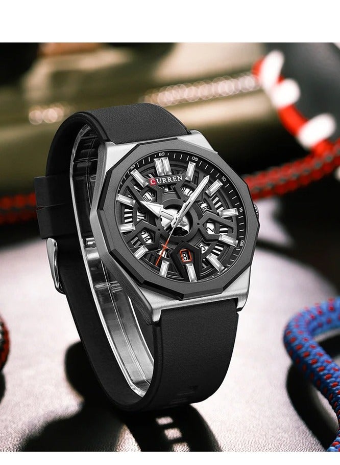 CURREN 8437 Original Brand Rubber Straps Wrist Watch For Men