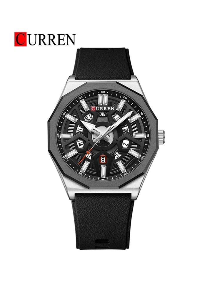 CURREN 8437 Original Brand Rubber Straps Wrist Watch For Men