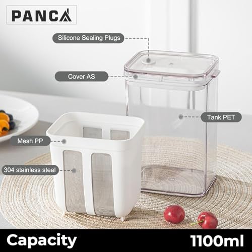PANCA Hung Curd Strainer Box | Curd Maker and Greek Yogurt Maker - 1100ml Fine Mesh Strainer with Lid | Multifunctional Yoghurt Filter (White) - Image 5