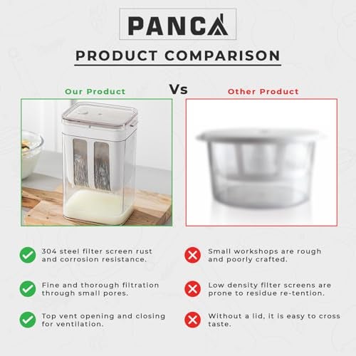 PANCA Hung Curd Strainer Box | Curd Maker and Greek Yogurt Maker - 1100ml Fine Mesh Strainer with Lid | Multifunctional Yoghurt Filter (White) - Image 4