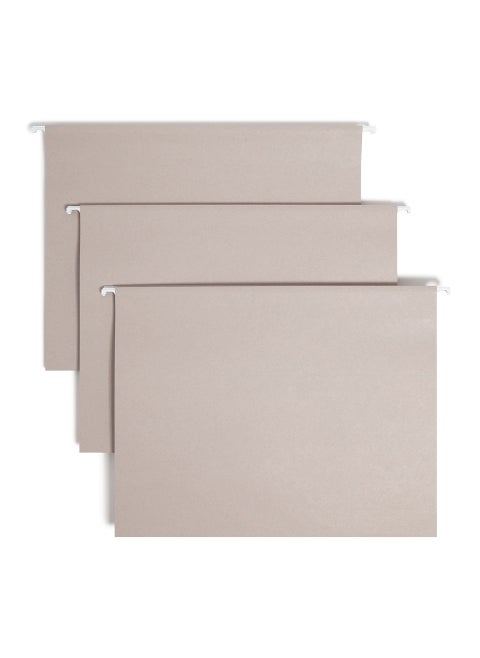 Smead TUFF Hanging File Folder with Easy Slide Tab, 1/3-Cut Sliding Tab, Letter Size, Steel Gray, 18 per Box (64092, Rod Color May Vary)