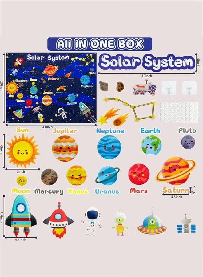Ailily Felt Universe Flannel Board Story Set, 40Pcs Solar System Planets Toys for Kids Preschool Early Learning Interactive Storytelling Play Kit, Reusable Wall Hanging Space Toys Gift for Toddlers - Image 3
