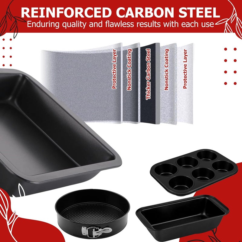 Casa Azul 4in1 NonStick Baking Set Includes Muffin Tray Square Baking Tray Bread Mould Round Cake Mould BPA Free Carbon Steel Bread pan Microwave OTG Oven Safe Cake Moulds for Baking - Image 5