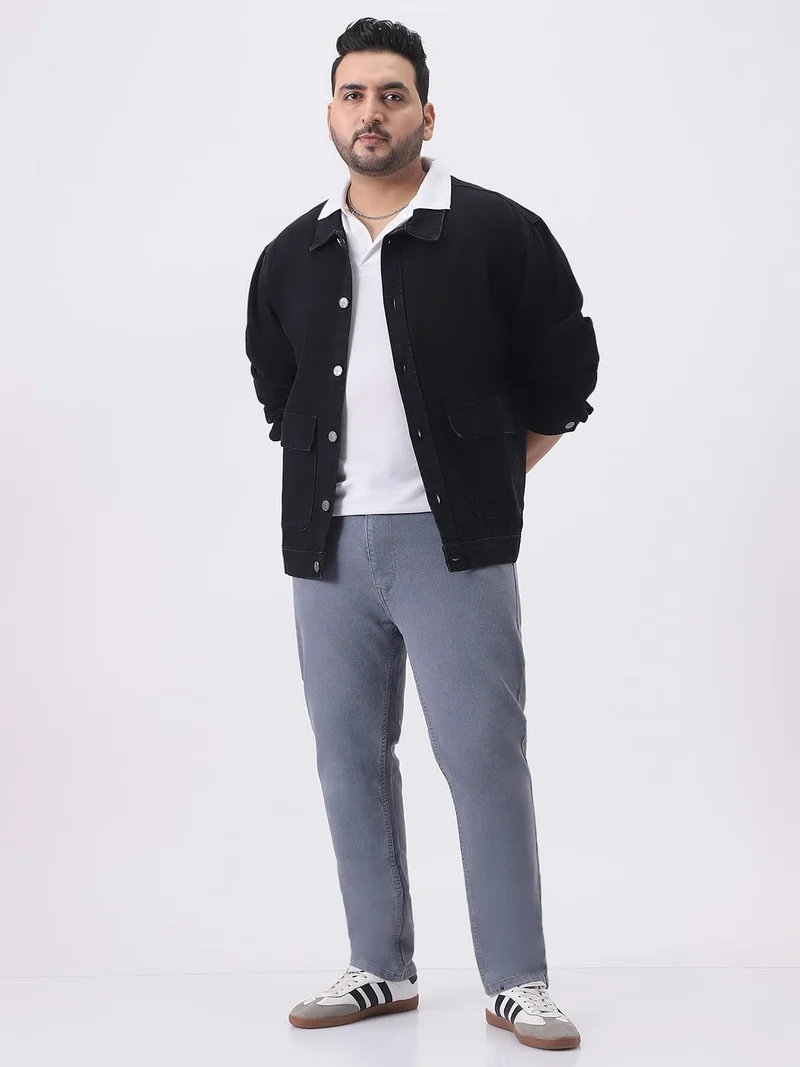 Urbano Fashion  Urbano Plus Men's Black Relaxed Fit Full Sleeve Utility Denim Jacket  | Best Price UAE